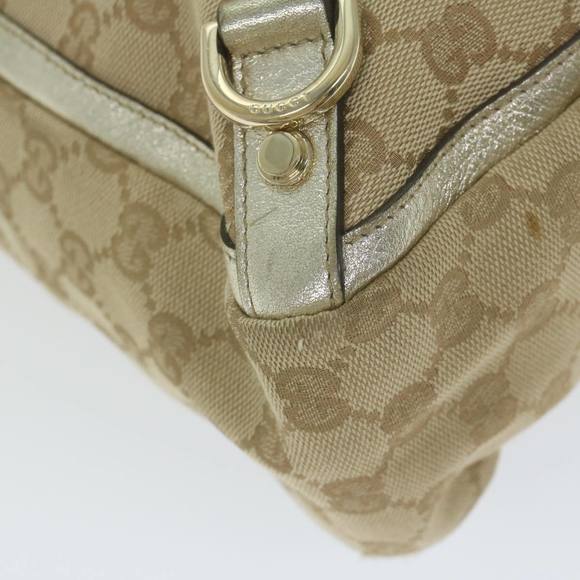 GUCCI GG Canvas Hand Bag Beige Gold Tone 170004 Auth ep2669 - Picture 9 of 16